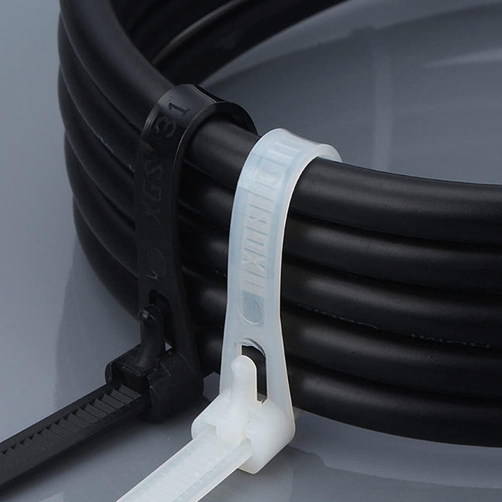 Kabelbinder wiederverschliessbar Weiss 300 mm × 7,6 mm 100 Stück UV-Beständig Stark Gross Nylon Kuns