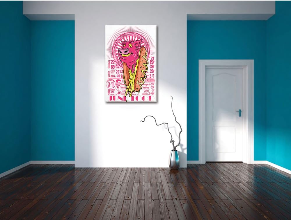 Pixxprint Junk Food White Bild auf Leinwand, XXL riesige Bilder fertig gerahmt mit Keilrahmen, Kunst