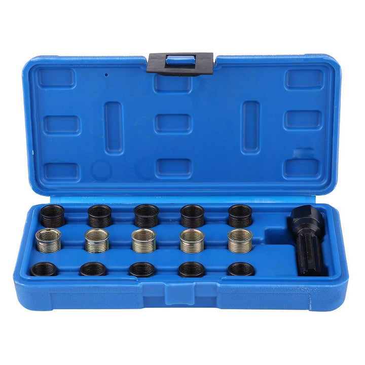 Reminnbor 16 Stück 14 mm x 1,25 M16 Zündkerzengewindereparaturwerkzeugsatz mit tragbarem Koffer