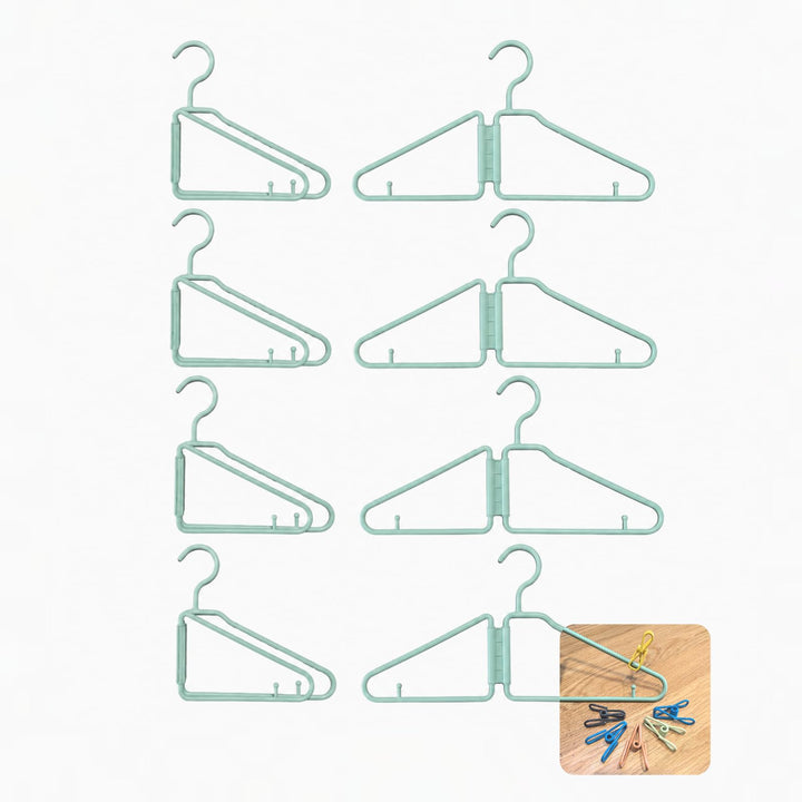 8 Stück Faltbare Kleiderbügel, Platzsparende Kleiderbügel, Kleiderbügels Faltbar, Kleiderbügels Klap