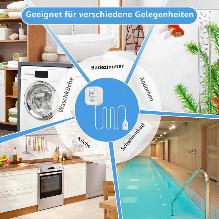 Wassermelder WLAN 100 dB Lauter Wassersensor mit Smart Life App Fernbedienung - Wasseralarm für Küch