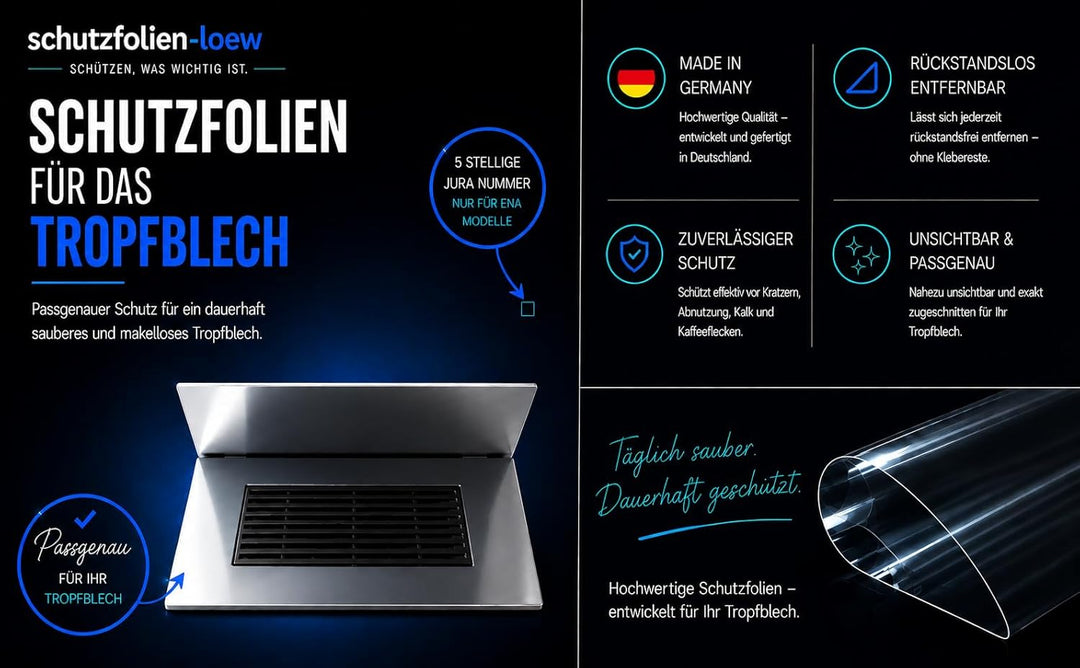 10 x Schutzfolie für Jura ENA 4 - ENA 5 - ENA 8 & ENA Sondermodell Tassenablage, Abtropfblech, Tropf