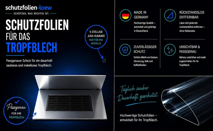 10 x Schutzfolie für Jura ENA 4 - ENA 5 - ENA 8 & ENA Sondermodell Tassenablage, Abtropfblech, Tropf