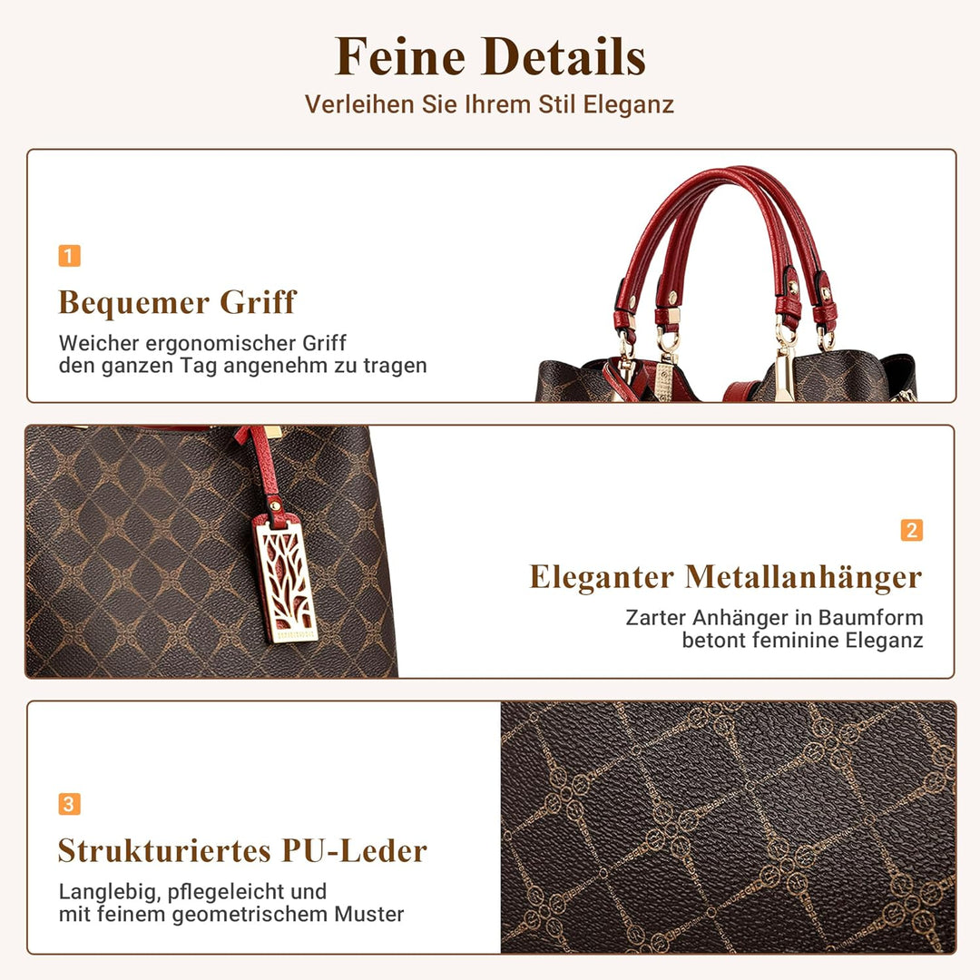 DIRRONA Damen Handtasche Mittel Schultertasche Casual Umhängetasche PU Leder Tasche Shopper Party To