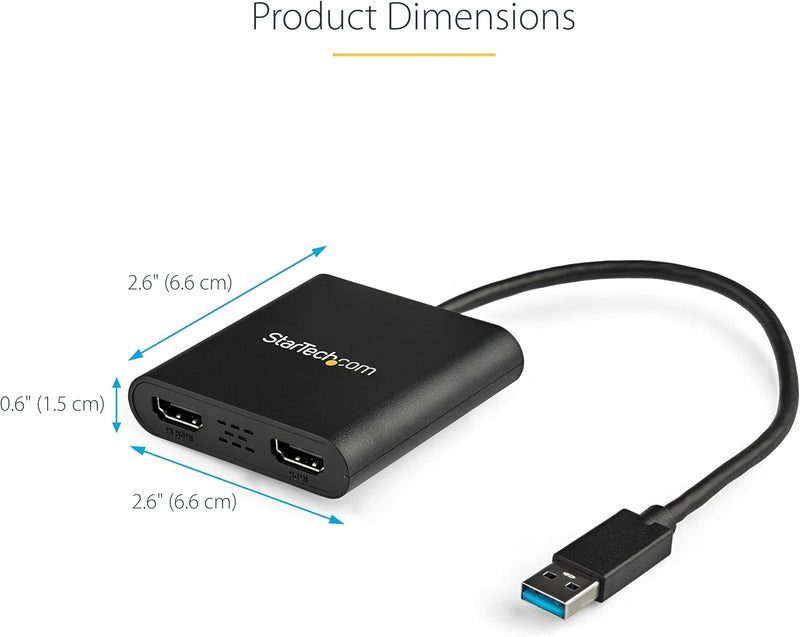 StarTech.com USB 3.0 auf Dual HDMI Adapter - 1x 4K 30Hz & 1x 1080p - Externe Video- und Grafikkarte