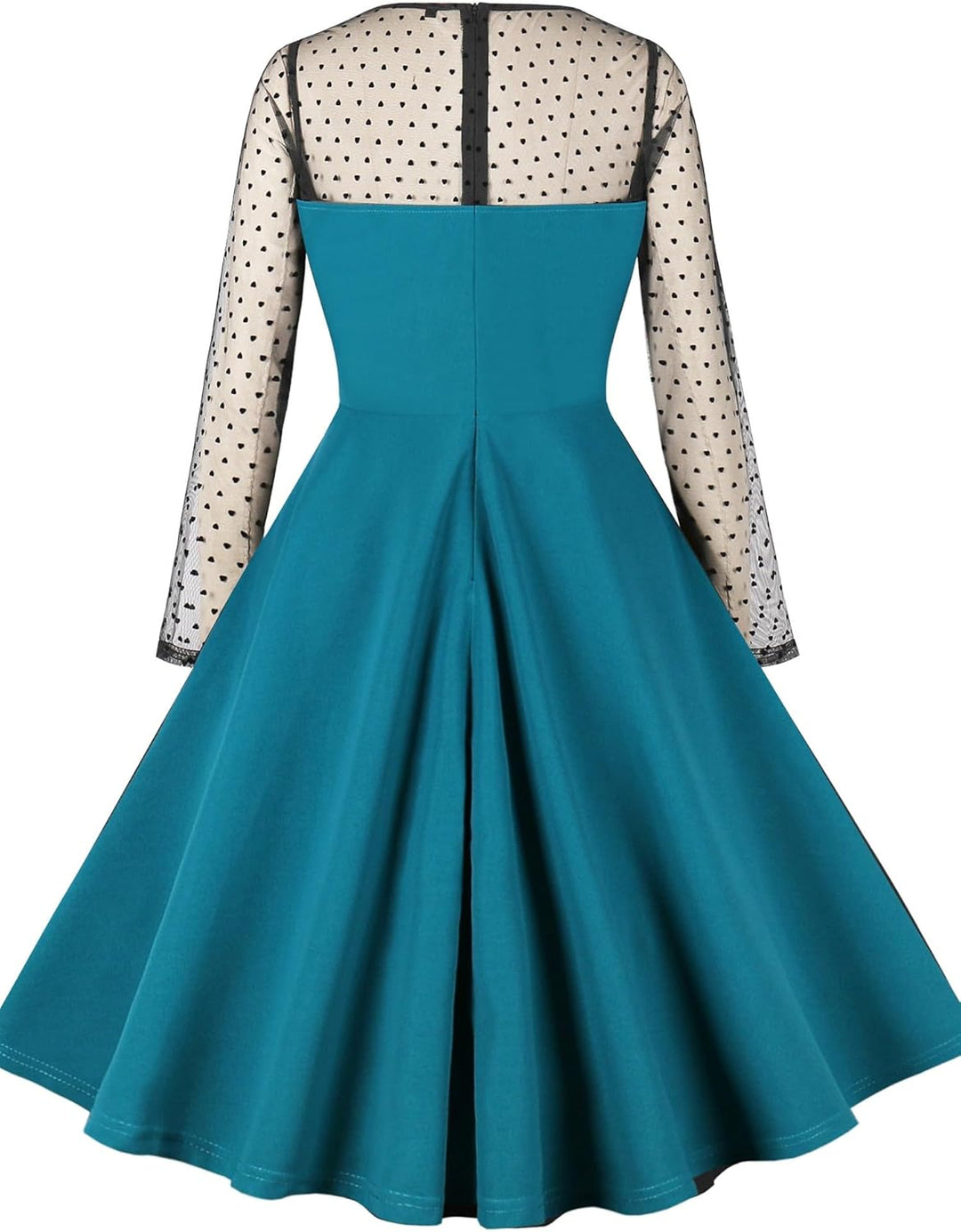 AXOE Dame Retro A-Line Kleid mit Herz-Details Atmungsaktiver mixstoff Knitterfrei und Dehnbar Sommer