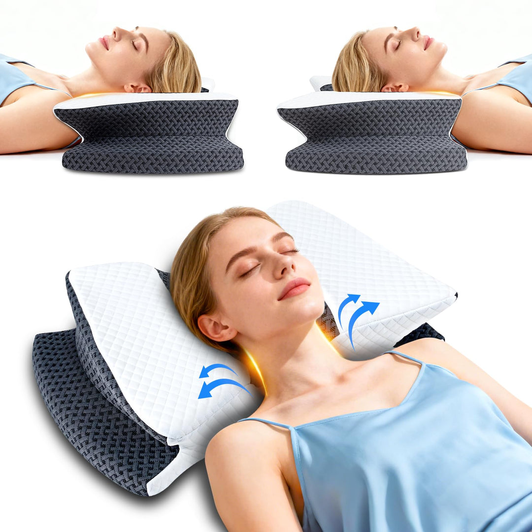 SAHEYER Rückenschläferkissen, Ergonomishces Nackenkissen Kopfkissen, Nackenstützkissen Memory Foam,