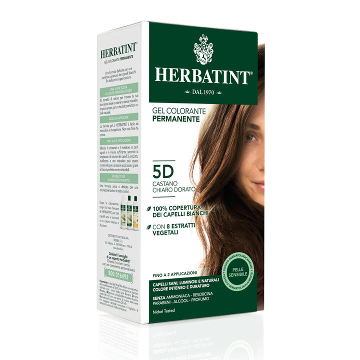 Herbatint 5D Light Golden Chestnut Permanent Herbal Hair Colour Gel 135ml Hellgoldene Kastanie 1 stü