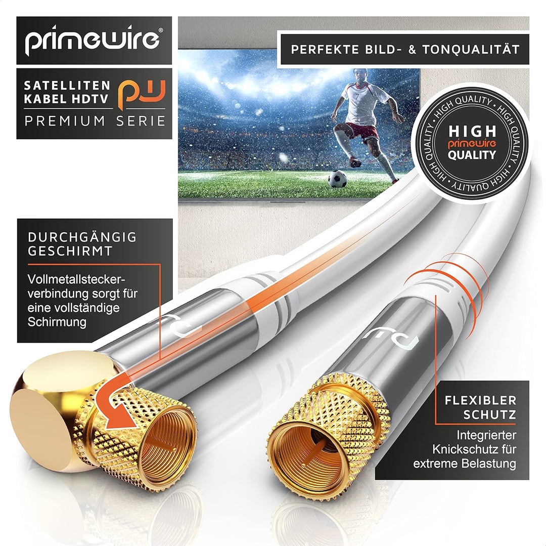 CSL - 7,5m SAT Kabel 8k 4k HDTV 90 Grad gewinkelt 135dB - Premium SAT Antennen Satellitenkabel F Ste