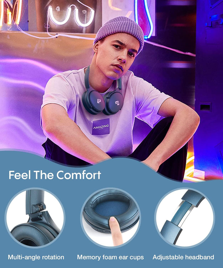 INFURTURE Noise Cancelling Kopfhörer Bluetooth 5.0,Drahtlose Over-Ear-Kopfhörer,Hi-Fi-Stereo-Tiefbas