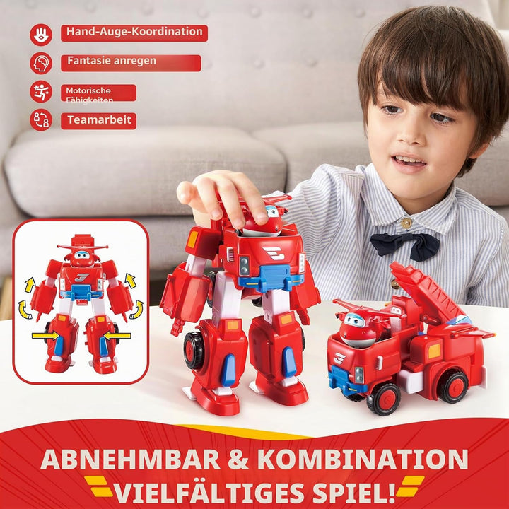 Super Wings EU720311 - Transformations-Flugzeug Jett Robo Rig, ca. 18 cm grosse Spiel-Figur für Kind