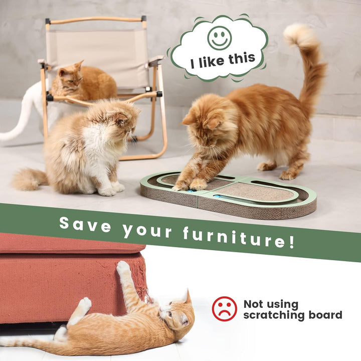 PETTOM Kratzbrett, Kratzbretter Katze mit Trackball, Kratzpappe für Katzen 66 * 30cm, Katzenkratzbre