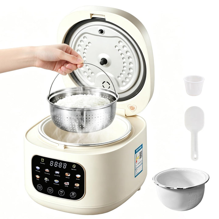 Reis Kocher Low Sugar, 3L Rice Cooker Small mit Low Carb Funktion and Dampfgarer 10 in 1 Reiskocher