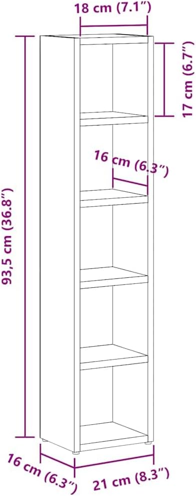 vidaXL CD-Regal, 2er-Set, 21x16x93,5 cm, Weiss, Holzwerkstoff, Vitrinenschrank mit Fach, Aufbewahrun