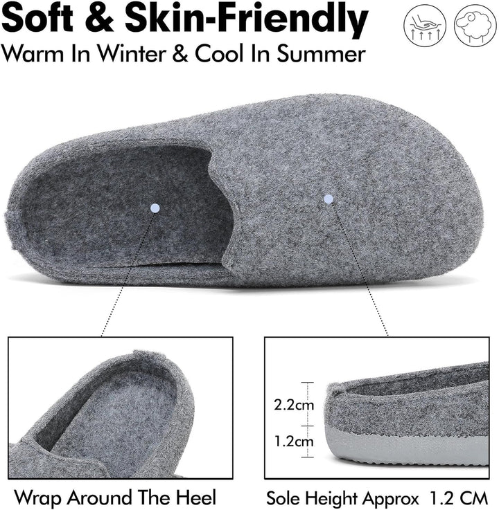 Mishansha Filz Hausschuhe Winter Bequem Filzpantoffeln für Damen Herren Gr.36-48 46 EU Anthrazitgrau