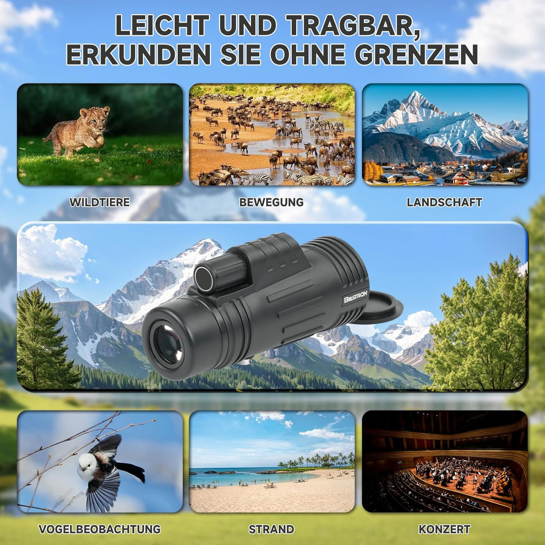 BOSTORN Monokular Teleskop 8X42 mit Tripod - Hochleistungs monokular, leichtes Monokular mit klarem