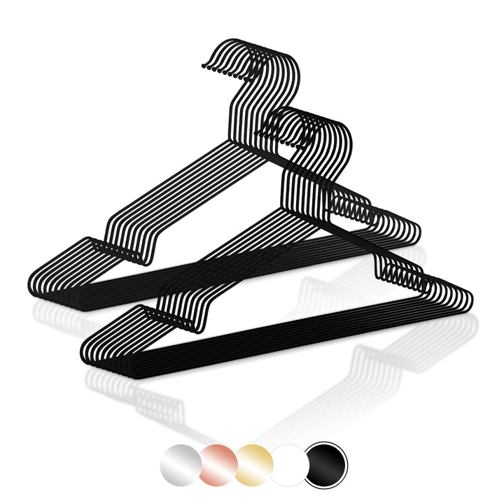 ROW&LINE® – Kleiderbügel Metall (42 cm) – 20 Stück (schwarz matt) – platzsparende Kleiderbügel für E