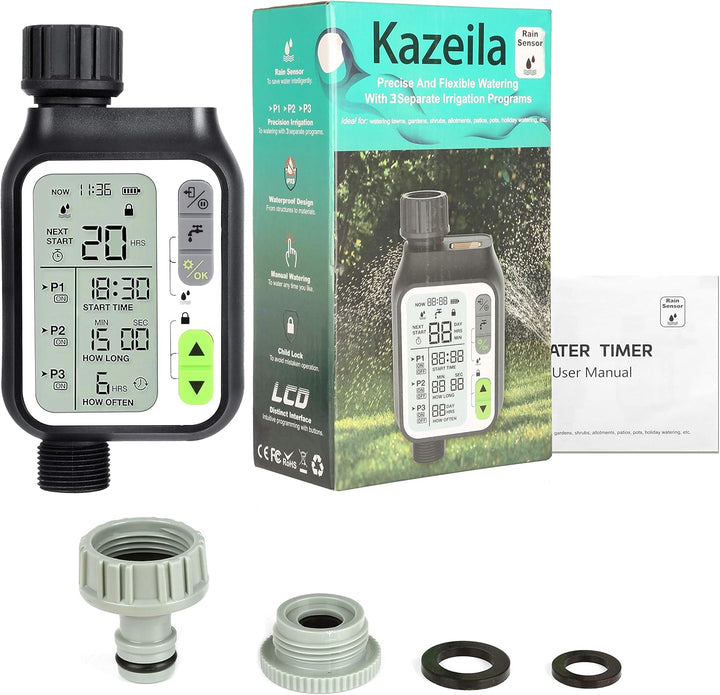 Kazeila Bewässerungscomputer,Automatische Wasser Timer mit 3 Separaten Bewässerungssystem/Automatisc