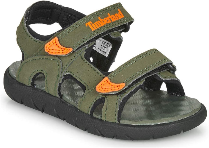 Timberland Unisex Kinder Perkins Row 2-Strap (Youth) Sandalen 23 EU Grün Dark Green With Orange, 23