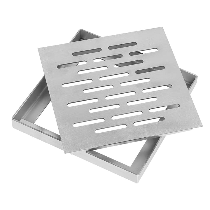 RANJIMA Edelstahl Bodenablauf Quadratisch 200x200 mm, rutschfeste Ablaufabdeckung mit Rahmen Anti Ge