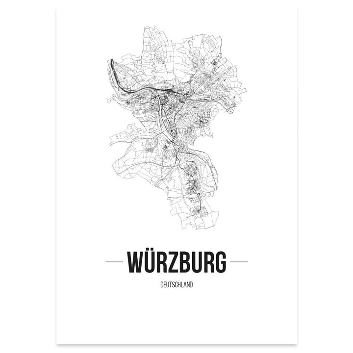 JUNIWORDS Stadtposter, Würzburg, Wähle eine Grösse, 40 x 60 cm, Poster, Schrift B, Weiss 40 x 60 cm