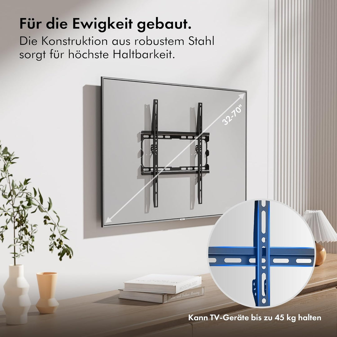 VonHaus TV Wandhalterung für 32-75"-Bildschirme, Ultra-schmale Wandhalterung Fernseher mit Wasserwaa