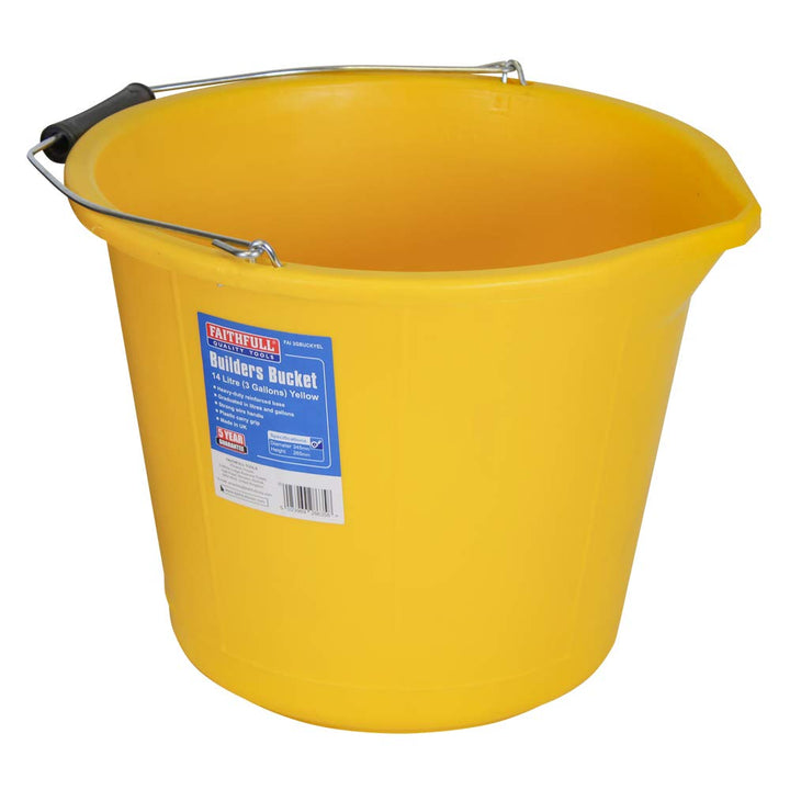 Faithfull FAI3GBUCKYEL 14 Liter gelber Baueimer 14 Ltr Standard Gelb, 14 Ltr Standard Gelb