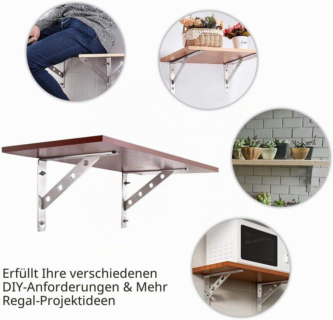 YUMORE Schwerlastkonsole 300 x 200mm Regalträger Schwerlast Edelstahl Regalwinkel 90 Grad Wandhalter