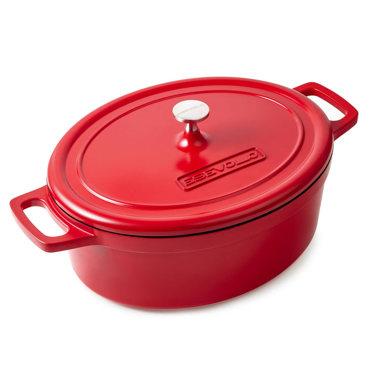Bräter Oval mit Deckel gross Schmortopf Induktion 31 cm 6,3 L Brot Backen Dutch Oven Stil, leichter