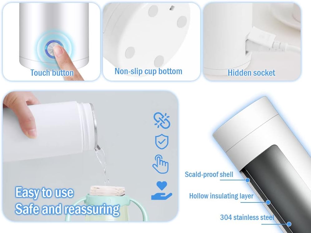 Tragbarer Elektrischer Wasserkocher, 400ml Reise Wasserkocher, Schneller Wasserkocher mit Trennbares