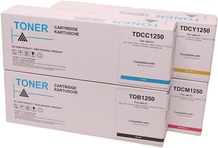 ABC Set 4X alternativ Toner für Dell 1250 1350 1355 C1760 C1765 Dell 1250c 1350cn 1350cnw 1355cn 135