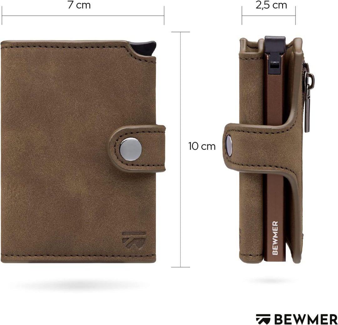 BEWMER 2 Shielded | Herren und Damen Slim Wallet mit RFID-Schutz Anti-Cloning | Kartenetui mit Münzf