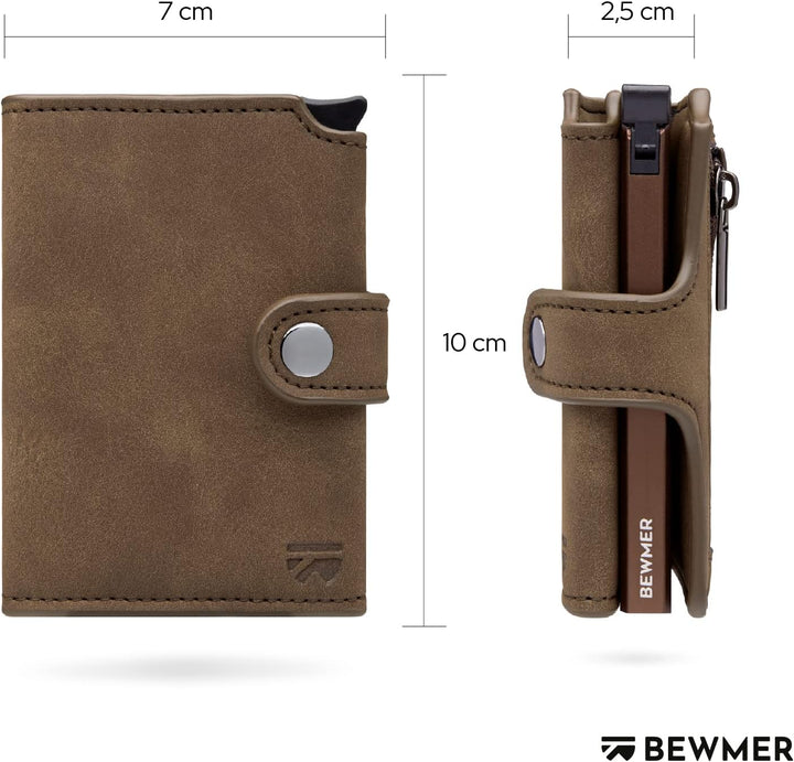 BEWMER 2 Shielded | Herren und Damen Slim Wallet mit RFID-Schutz Anti-Cloning | Kartenetui mit Münzf