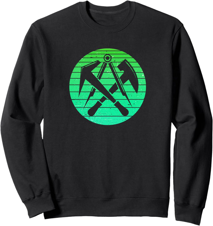 Traditionelles Dachdecker Zunftzeichen im Retro Stil Grün Sweatshirt
