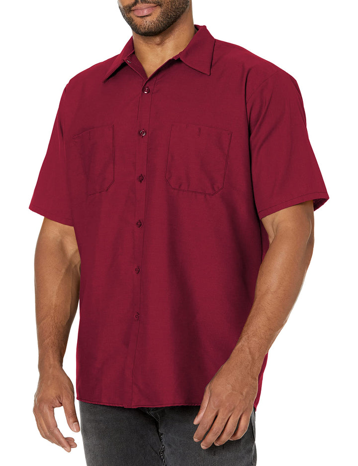 Red Kap Herren Men's Short Sleeve Industrial Work Shirt Work Utility Hemd (1er Pack) XL Burgunder, X