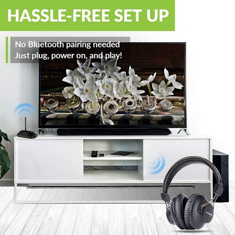 Avantree HT5009-40 Std Kabellose Kopfhörer für Fernseher mit Bluetooth-Sender (OPTISCH RCA AUX), Pas