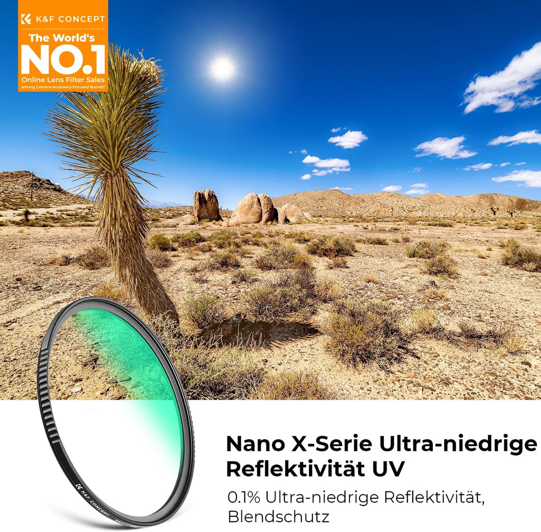 K&F Concept Nano-X Serie Ultra-niedrige Reflexion 67mm MC UV Filter Schutzfilter, 67MM