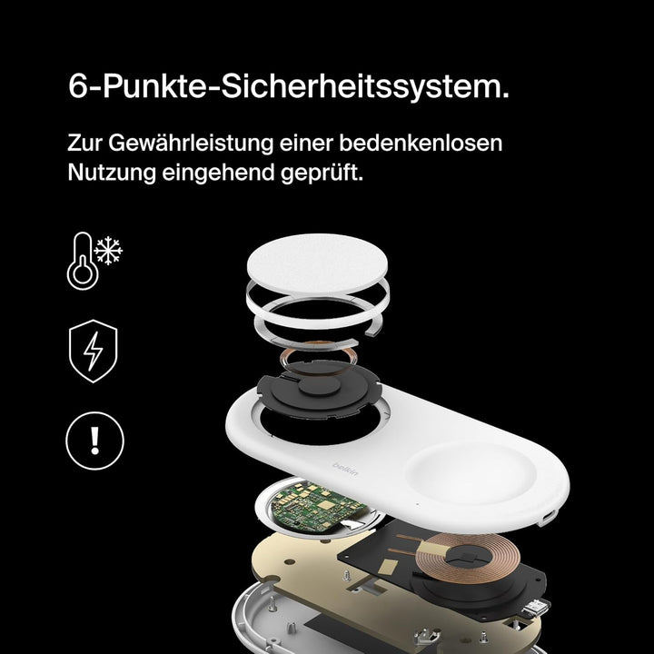 Belkin BoostCharge Pro kabellose 2-in-1-Ladestation mit magnetischem Qi2, 15W, Schnellladegerät, Wir