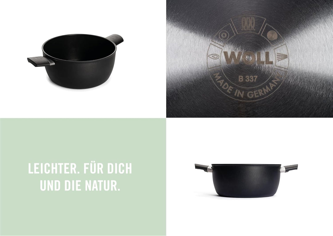 Woll Eco Lite Topf - Induktiv -, Ø 24 cm, 11 cm hoch, 5 Liter, mit 2 Seitengriffen - Geeignet für al