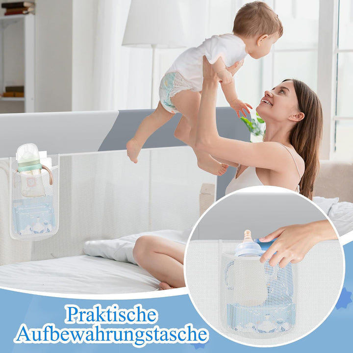 AufuN Bettgitter Bettschuztgitter Portable 150cm, Faltbar Kinderbettgitter für Kinder Babybettgitter