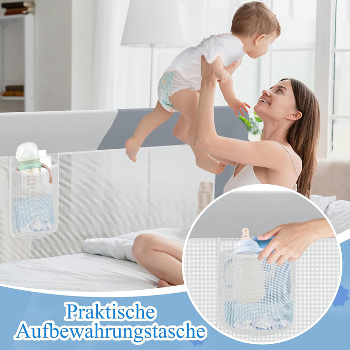 AufuN Bettgitter Bettschuztgitter Portable 180cm, Faltbar Kinderbettgitter für Kinder Babybettgitter