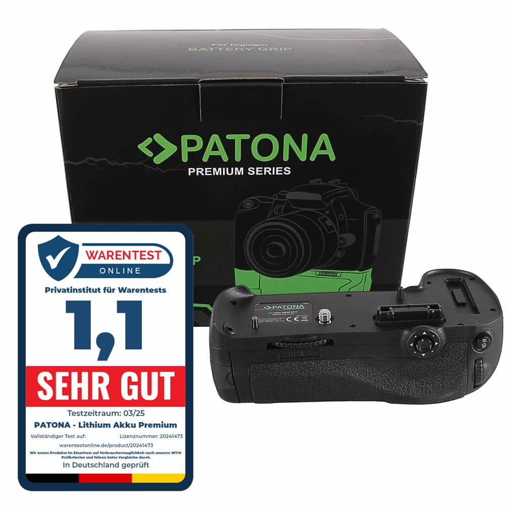 PATONA 1496 - Ersatz für Batteriegriff Nikon MB-D12 für D800 D800E D810 D810A mit IR-Fernbedienung (