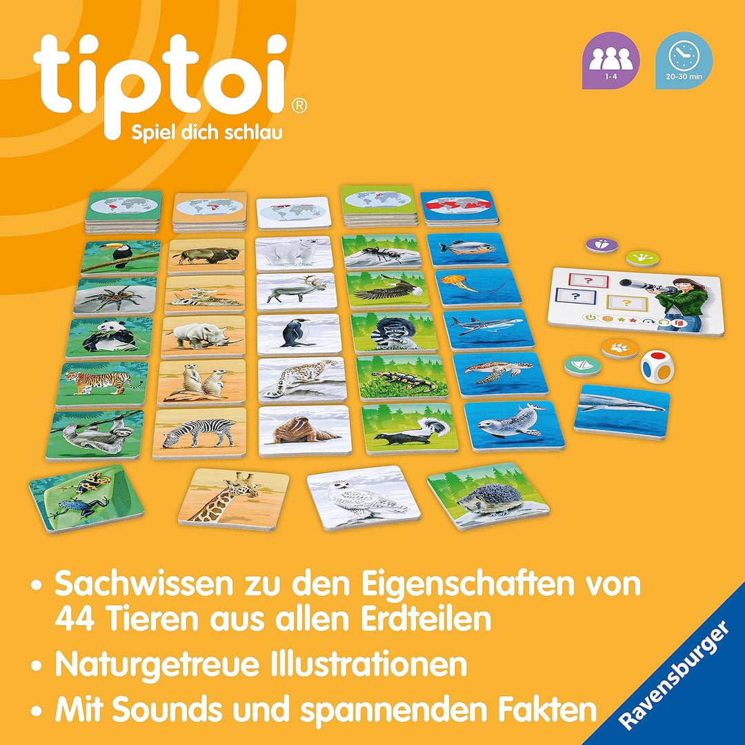 Ravensburger tiptoi Spiel 00171 Tiere der Welt, Erkenne die Tiere anhand ihrer Eigenschaften, Lernsp
