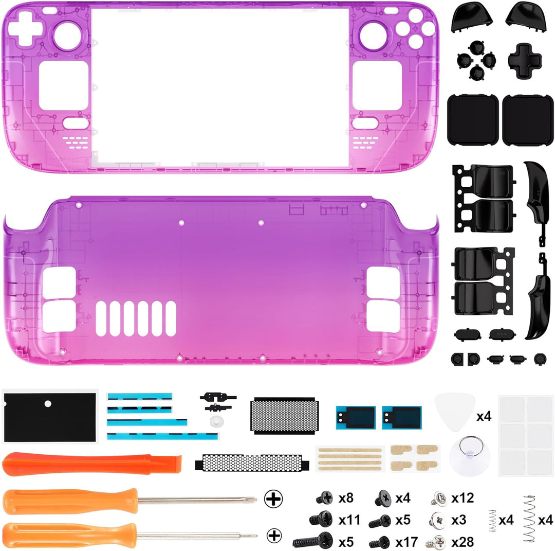 eXtremeRate Ersatz Front/Rückplatte&Tasten für Steam Deck, Full Case & D-Pad ABXY Trackpad Trigger B