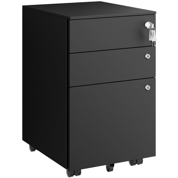 Rollcontainer, mobiler Aktenschrank, 3 Schubladen,3 Schlösser, 37 x 44 x 60 cm, schwarz OFC131B01HI