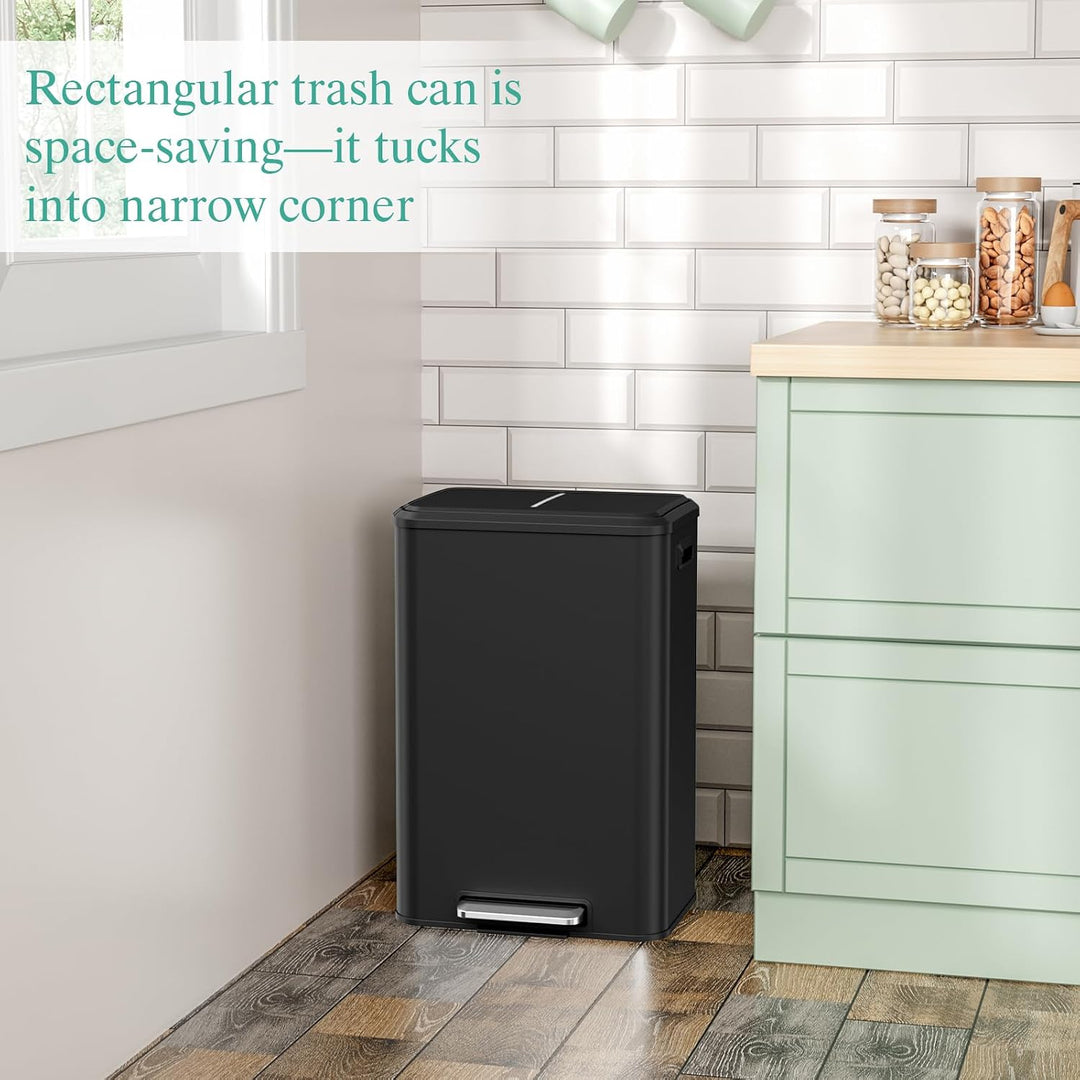 LIFERUN Mülleimer Küche 40l, Abfalleimer Küche mit Inneneimer,mit Deckel Softclose, Tretmülleimer au