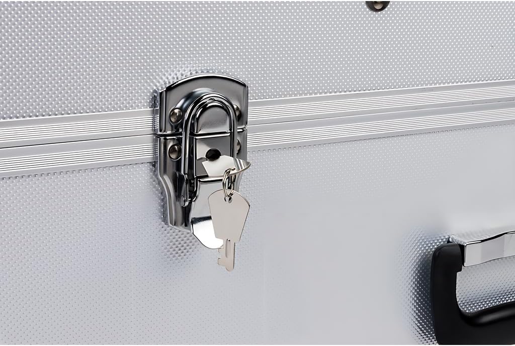 Transportkoffer mit hochwertigem Aluminiumrahmen, stossfestem ABS Korpus und hochwertigen Metallvers