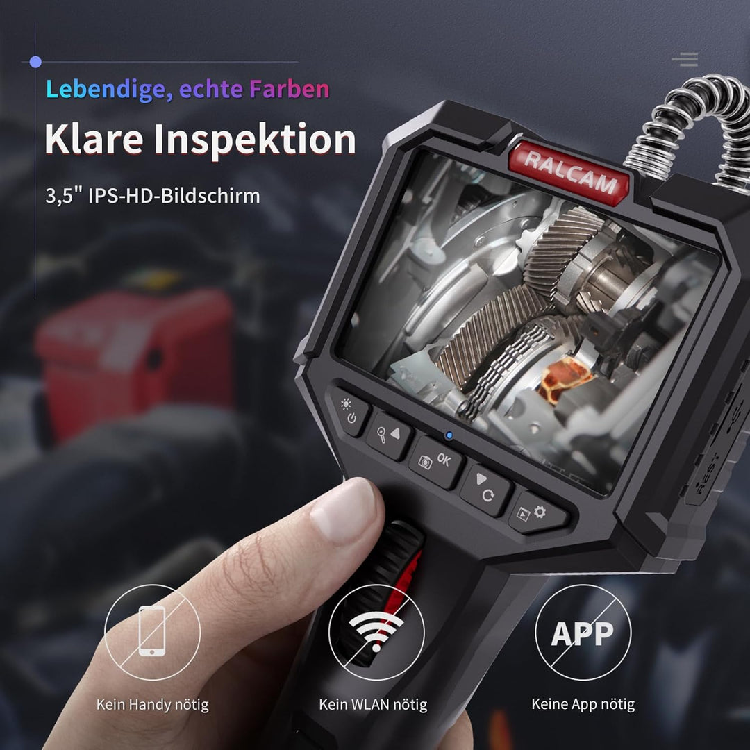 Ralcam Endoskopkamera mit Licht Endoscope Camera - Endoskop 8,5mm Inspektionskamera 3,5" HD 1080P Ro