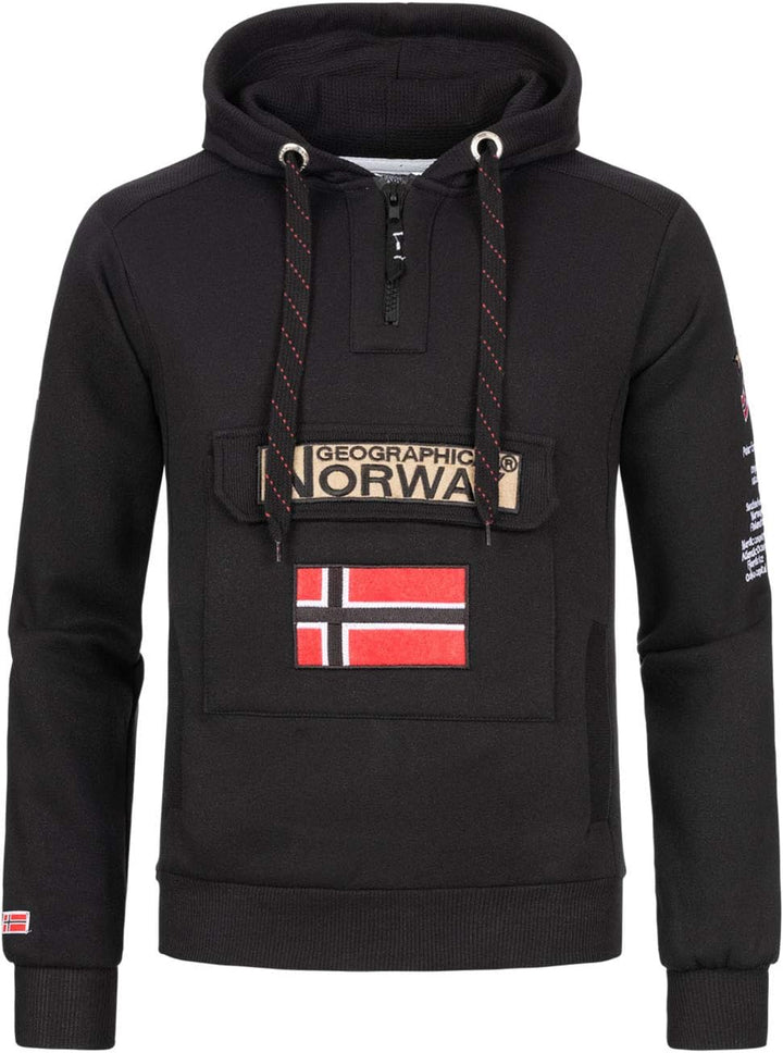 Geographical Norway GYMCLASS Men - Herren Kängurutasche Hoodie Sweatshirt mit Markenlogo und Langarm
