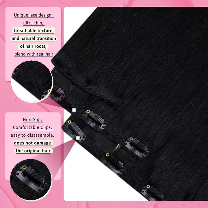 YoungSee Echthaar Extensions Clip Schwarz Clip in Extensions Schwarz Clip in Extensions Echthaar 50
